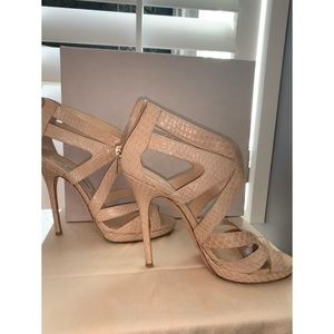 JIMMY CHOO 247 COLLAR SNAKE NUDE ELAPHE SANDAL 8